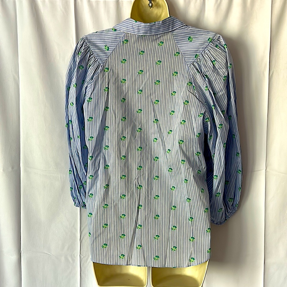 Zara Cute Button Down Puffy Sleeve Striped Lavender Shirt Top **Size M** 🥰 - Picture 2 of 4